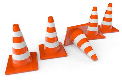 Row Of Orange Plastic Traffic Cones Stock Illustration - Illustration ...