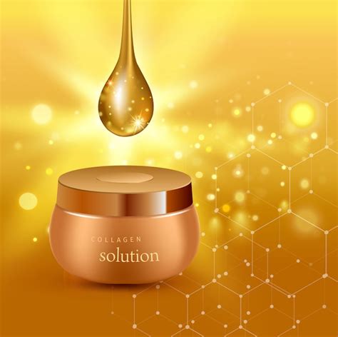 Premium Vector Gold Realistic Cosmetic Tube Poster With Collagen