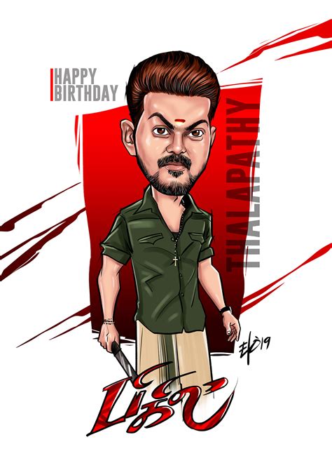 Fan Made poster and caricature of Actor Vijay, Bigil on Behance