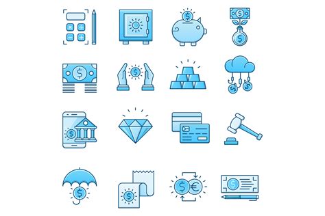 Banking Icons Set Icons Design Bundles