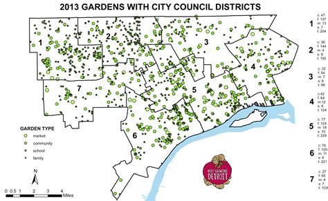 Map 2013 Gardens With Detroit City Council Districts Detroitography