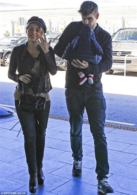 Gerard Pique and Shakira's baby boy Milan wears hooded padded jacket as ...