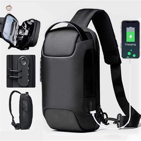 Men S Anti Theft Crossbody Bag With Password Lock Usb Charging System