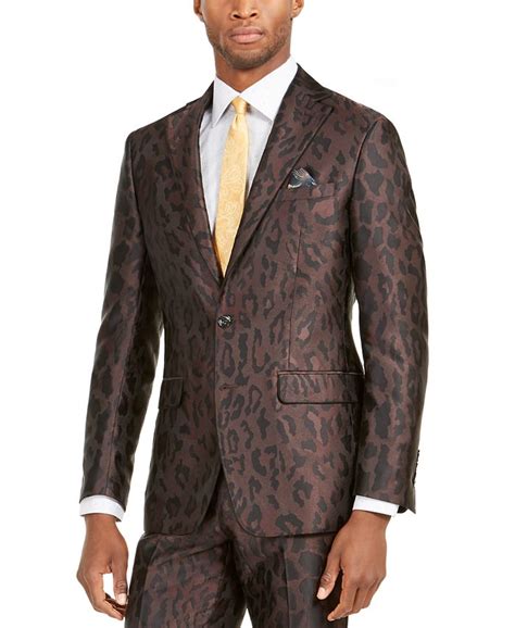 Tallia Orange Mens Slim Fit Leopard Print Suit Jacket Macys