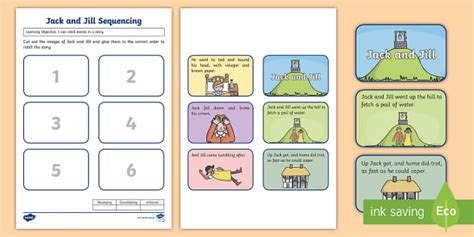 Jack and Jill Cut and Paste Sequencing Worksheet - Twinkl