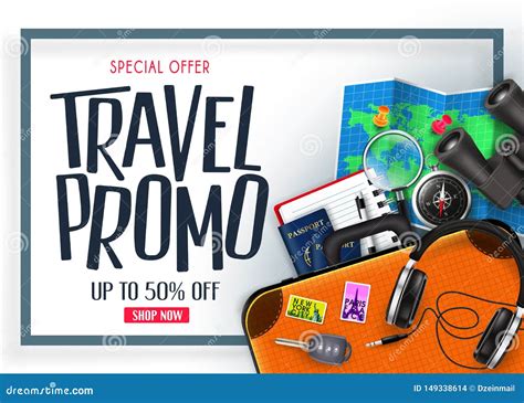 Travel Promo Vector Banner Promotion Design With Tourist Destinations