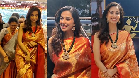 Actress Meenakshi Chowdary Looking So Gorgeous At Weaverly Handloom