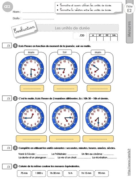 Ce Mesures Et Grandeurs Evaluation Mesurer Des Dur Es