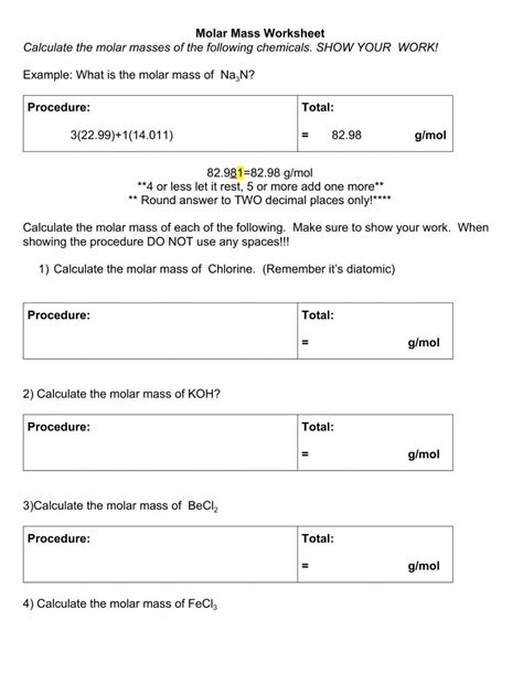 Calculating Moles, Mass and Mr Worksheet (teacher made) - Worksheets ...