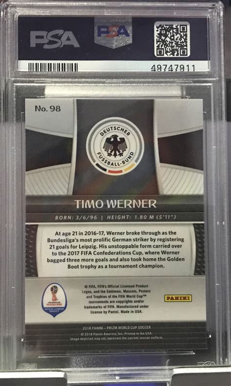 2018 Panini Prizm World Cup 98 Timo Werner Mint PSA 9 Germany Soccer