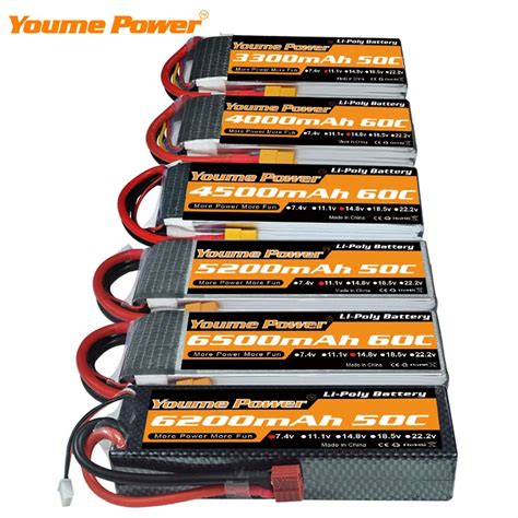 Youme 2S 3S 4S 6S Lipo Battery 11 1V 14 8V 22 2v 3300mah 4500mah