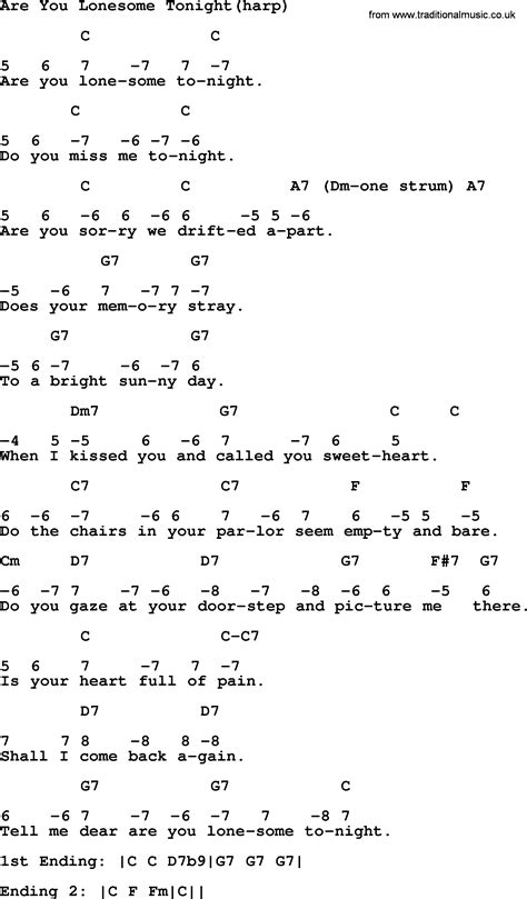 Are You Lonesome Tonightharp By Elvis Presley Lyrics And Chords