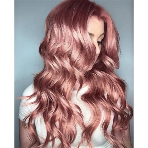 Metallic Dusty Rose Hair Color Rose Gold Long Hair Styles Gold Hair