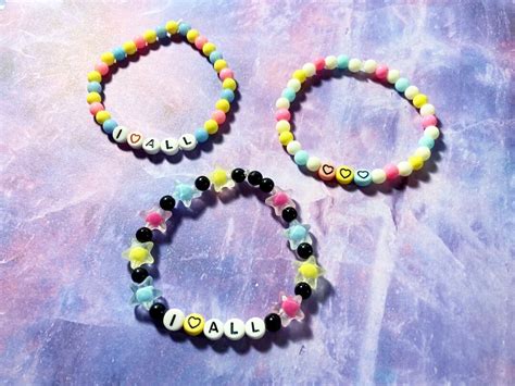 Pansexual Pride Flag Kandi Beaded Bracelets Single 7 Inch I Love