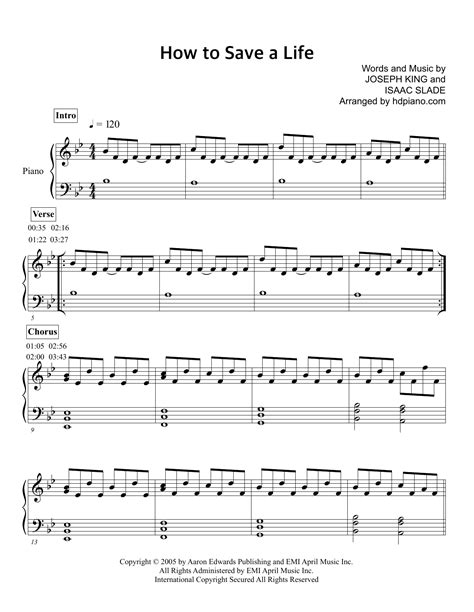 How to Save a Life | Sheet Music Direct