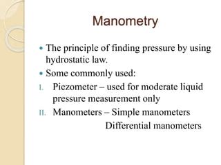 Fluid Mechanics Pressure Measurement Ppt