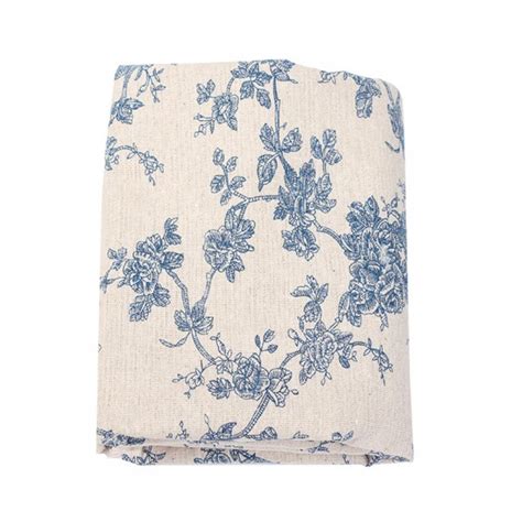 Blue Floral Table Cloth Retro Cotton Linen Blue Flower Wild Rose