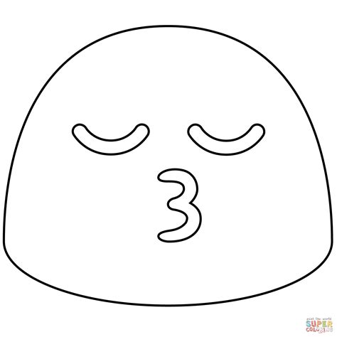 Desenho De Beijando O Rosto Com Emoji De Olhos Fechados Para Colorir Descubra O Universo De