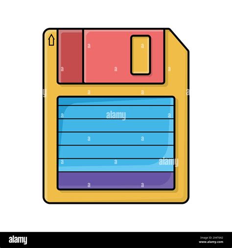 Retro Floppy Disk Icon Image Vector Illustration In Yellow And Blue