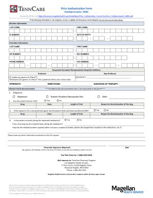 Fillable Online Prior Authorization Form Magellan Health Services