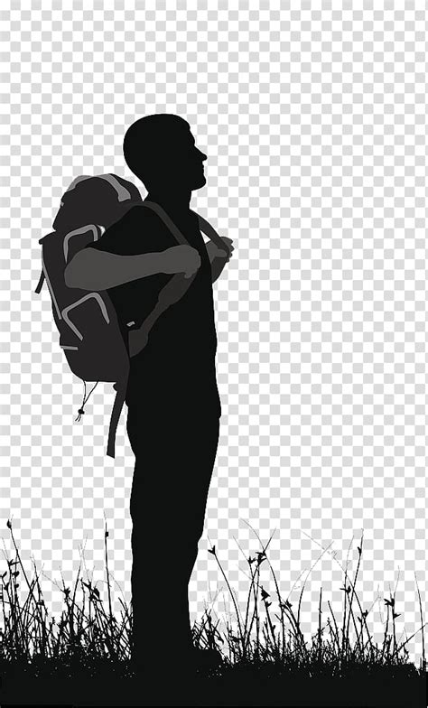 Silhouette Man Wearing Backpack Illustration Silhouette Backpacking