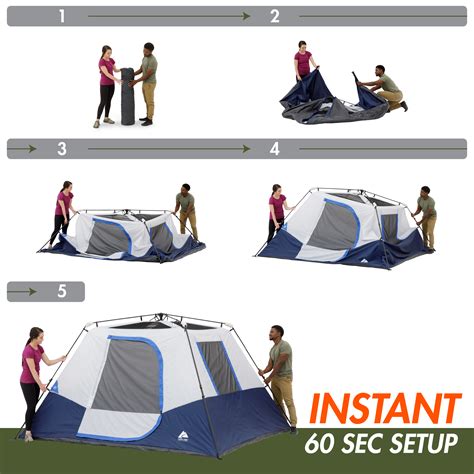 Ozark Trail 10 X 9 6 Person Instant Cabin Tent With Led Lighted Hub 25 Lbs