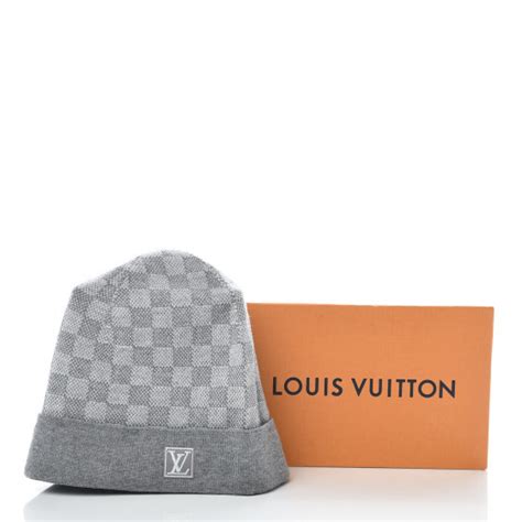 Louis Vuitton Wool Bonnet Petit Damier Beanie Hat Grey