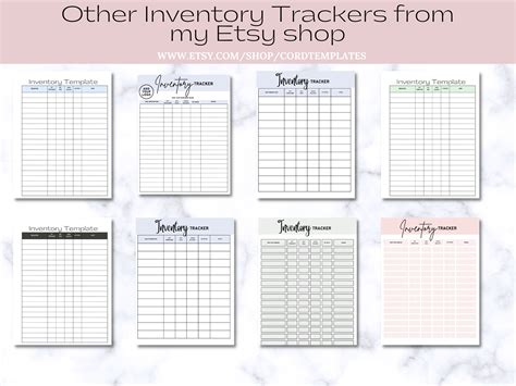 Editable Inventory Tracker Printable Business Inventory Record