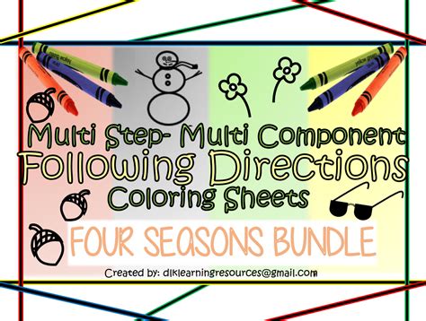 Four Seasons Following Directions Coloring Sheets Bundle And