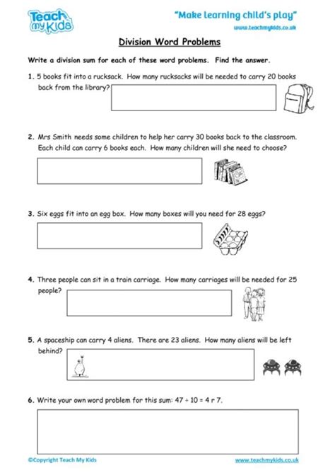 Division Word Problems Grade 5 Worksheet