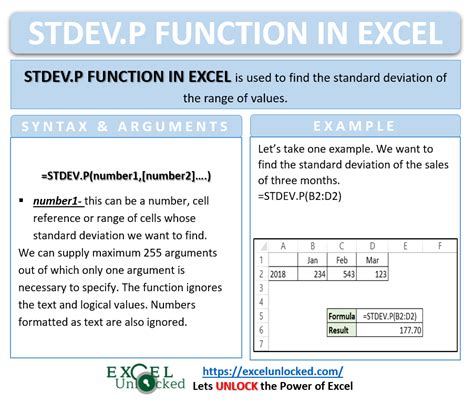 STDEV P Function In Excel Uses And Examples Excel Unlocked