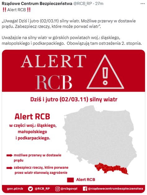 Alert RCB Ostrzeżenie dla trzech województw Wydarzenia w INTERIA PL