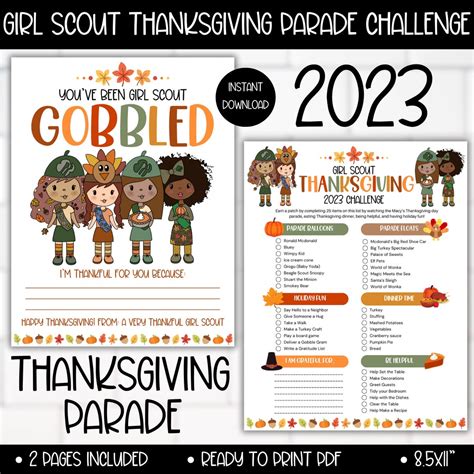 2023 Girl Scout Thanksgiving Parade Challenge Kit Activity GS