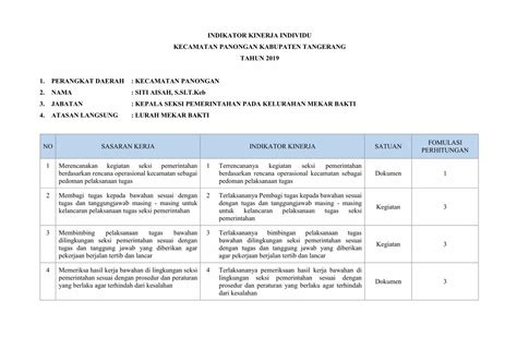 PDF INDIKATOR KINERJA INDIVIDU KECAMATAN PANONGAN Tugas Dan