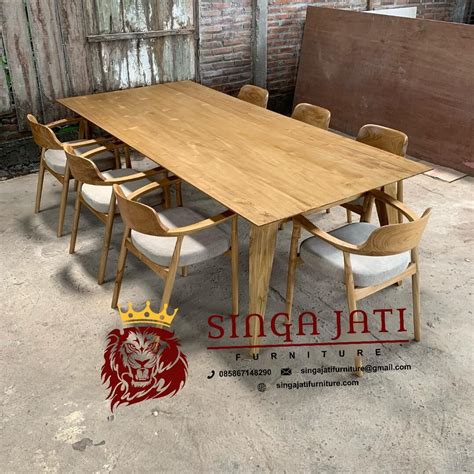 Jual Meja Makan Resin Kayu Tremesi Solid Singa Jati Furniture Jepara