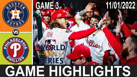 H Astros Vs P Phillies 11122 World Series Game 3 Highlights 4and5 Mlb Highlights 2022 Youtube