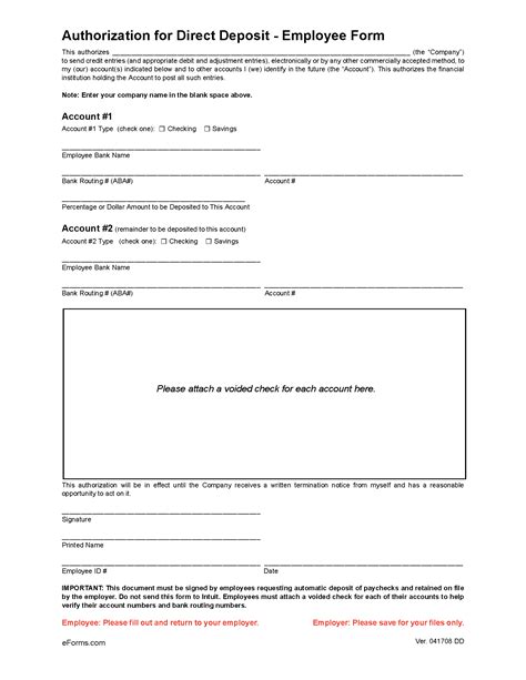 Free Direct Deposit Authorization Forms (22) - PDF | Word – eForms