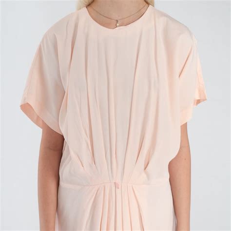 Pale Pink Dress 80s Pleated Cocoon Dress Simple Midi … Gem