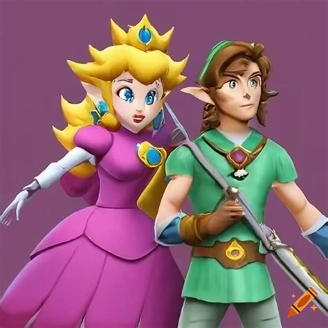 Cosplay Of Princess Peach And Link Posing Together On Craiyon