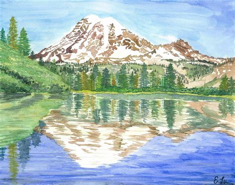 Mt Rainier Watercolor 11x14 Rart