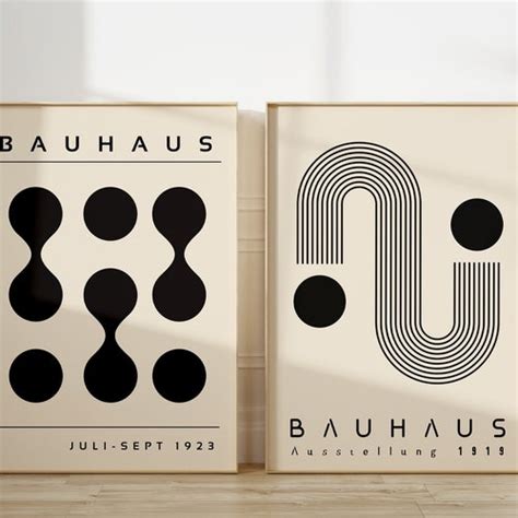 Set Of Bauhaus Printable Exhibition Posters Mid Century Etsy