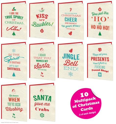 Rude Christmas Cards 10 Pack Of Rude Christmas Cards Brainbox Candy