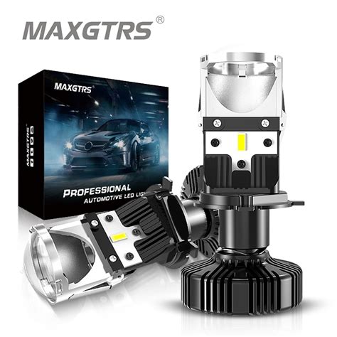 MAXGTRS 2x H4 9003 HB2 Mini LED Lenticular Lamp Projector High