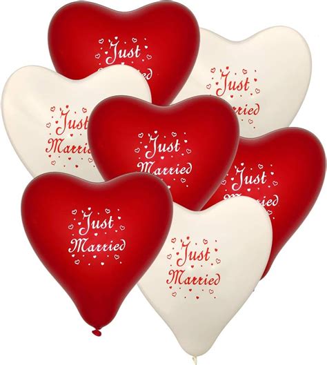 Herz Luftballons Cm Mit Motiv Just Married Farbe Frei W Hlbar