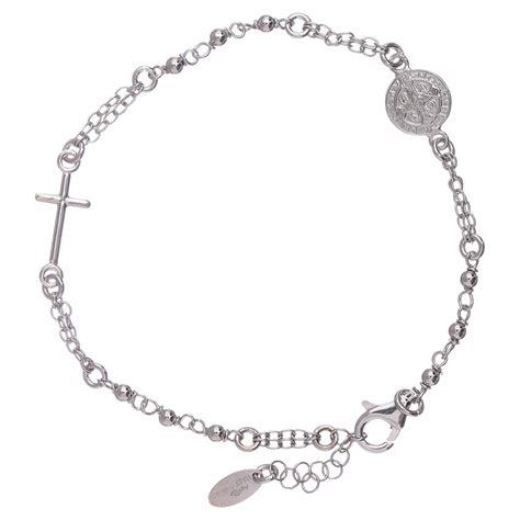 Bracciale Rosario AMEN San Benedetto Argento 925 Rodio Vendita Online