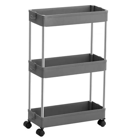 Buy Songmics 3 Tier Storage Trolley Kitchen Trolley On Wheels Narrow Trolley For Kitchen