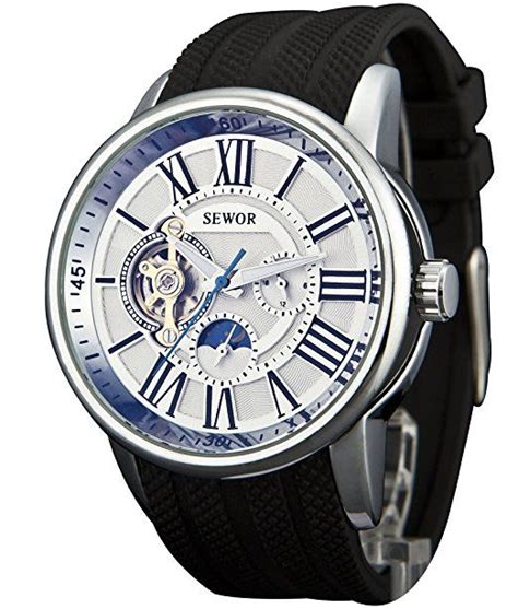 Sewor Mecánico Automático De Goma Hombre Reloj De Muñeca C1182