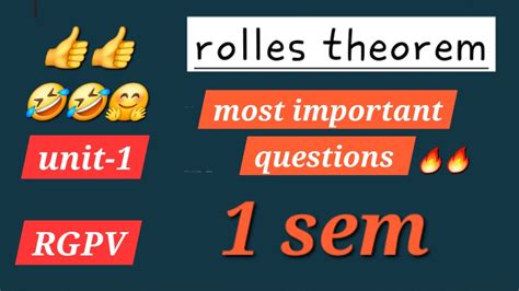 Rolls Theorem Unit Mathematics Rgpv B Tech Youtube