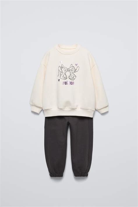 Lilo And Stitch © Disney Sweatshirt And Pants Matching Set Ecru Zara