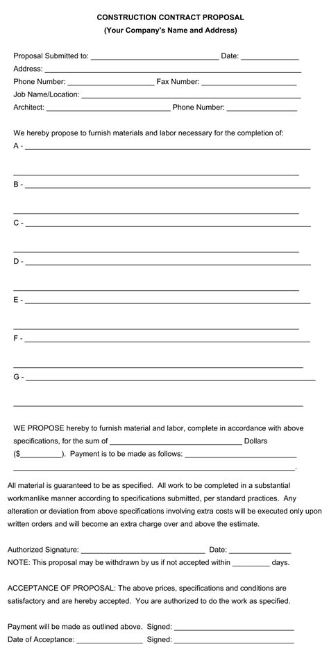 Bid Proposal Templates Free Pdf Printables Printablee